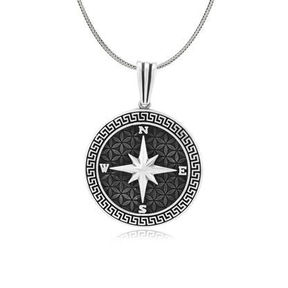 Navigator Compass Oxidised Pendant