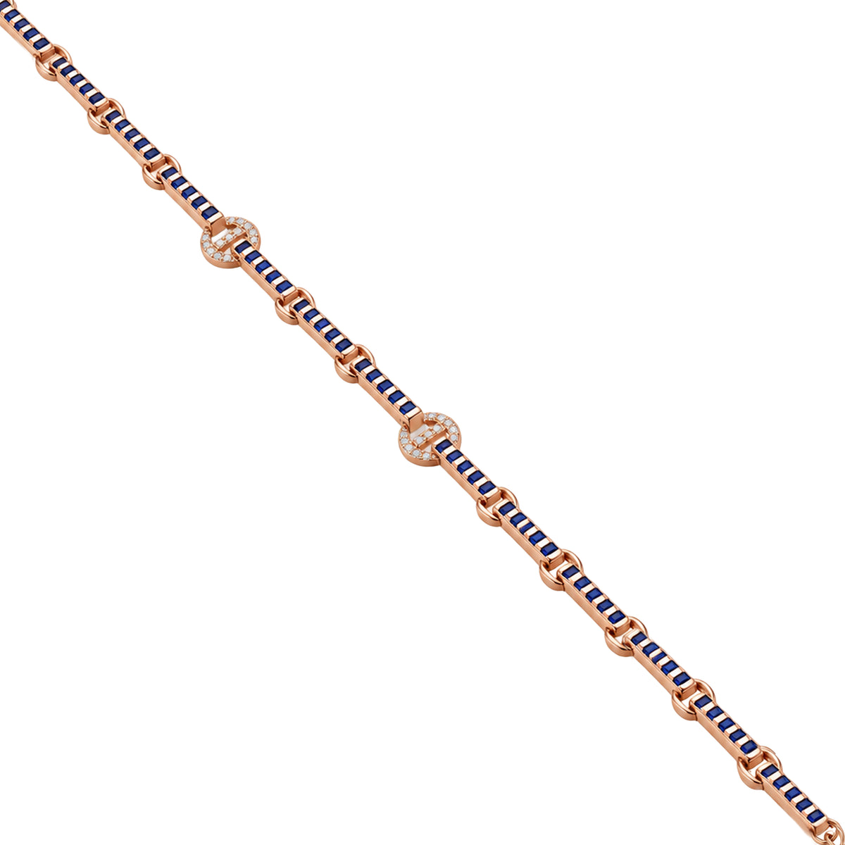 Navy Blue Enamel Bar Link Sterling Silver Bracelet