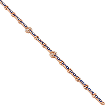 Navy Blue Enamel Bar Link Sterling Silver Bracelet