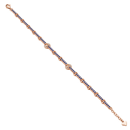 Navy Blue Enamel Bar Link Sterling Silver Bracelet