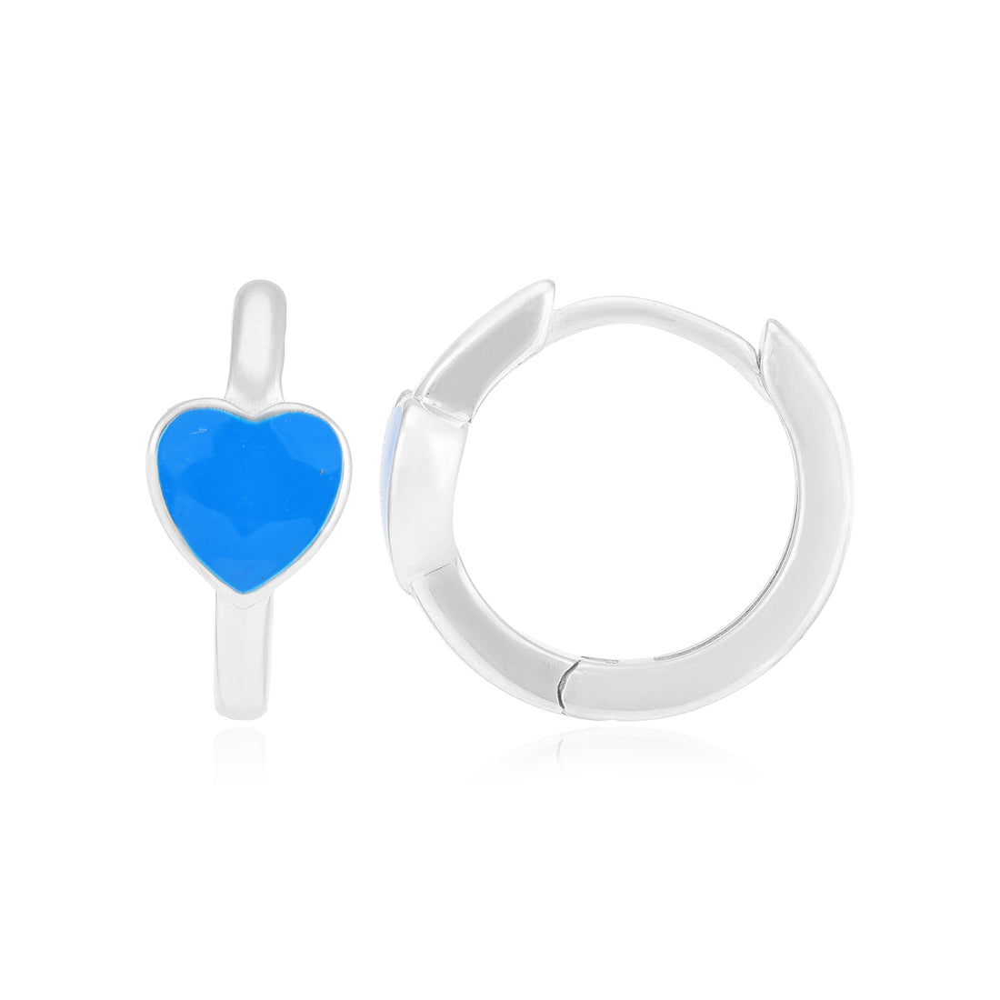 Navy Enamel Heart Sterling Silver Rhodium Plated Earring
