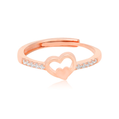 Nested Dual Hearts 925 Rose Gold Ring