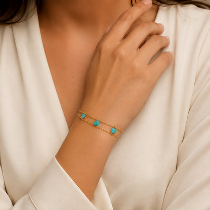 Ocean Breeze 925 Sterling Silver Double Chain Bracelet