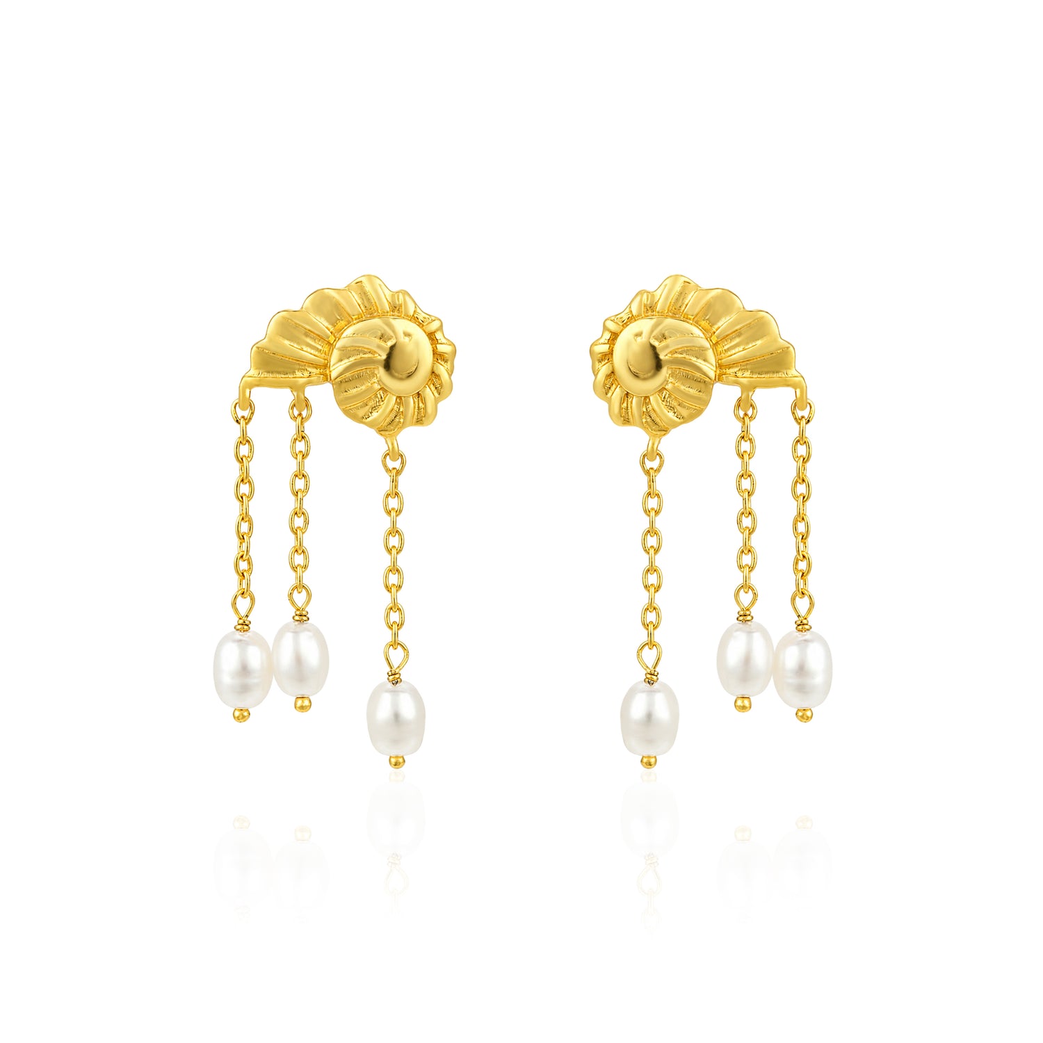 Ocean Shell 925 Sterling Silver Pearl Chain Earrings