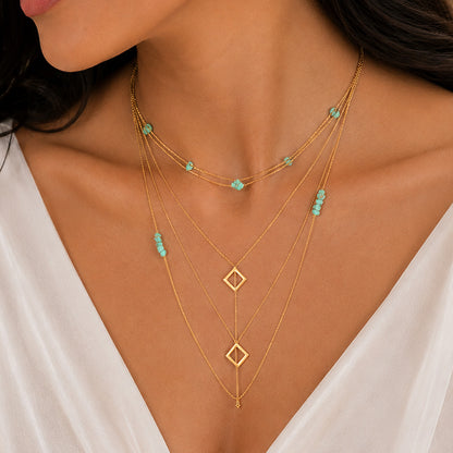 Ocean Stone Cascade Golden Multi Strand Pendant Chain