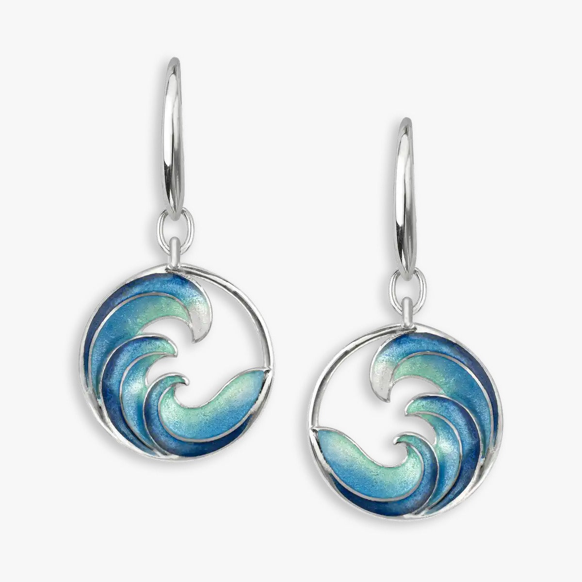 Ocean Breeze Flowing Wave Rhodium Plated Earrings