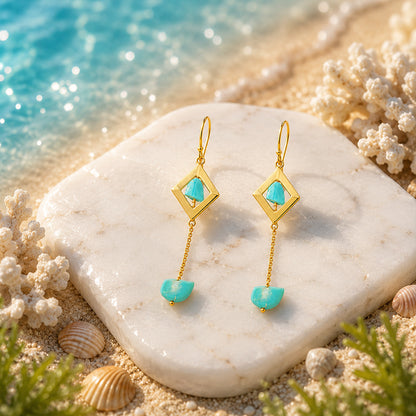 Ocean Crystal Chain 925 Sterling Silver Designer Earring