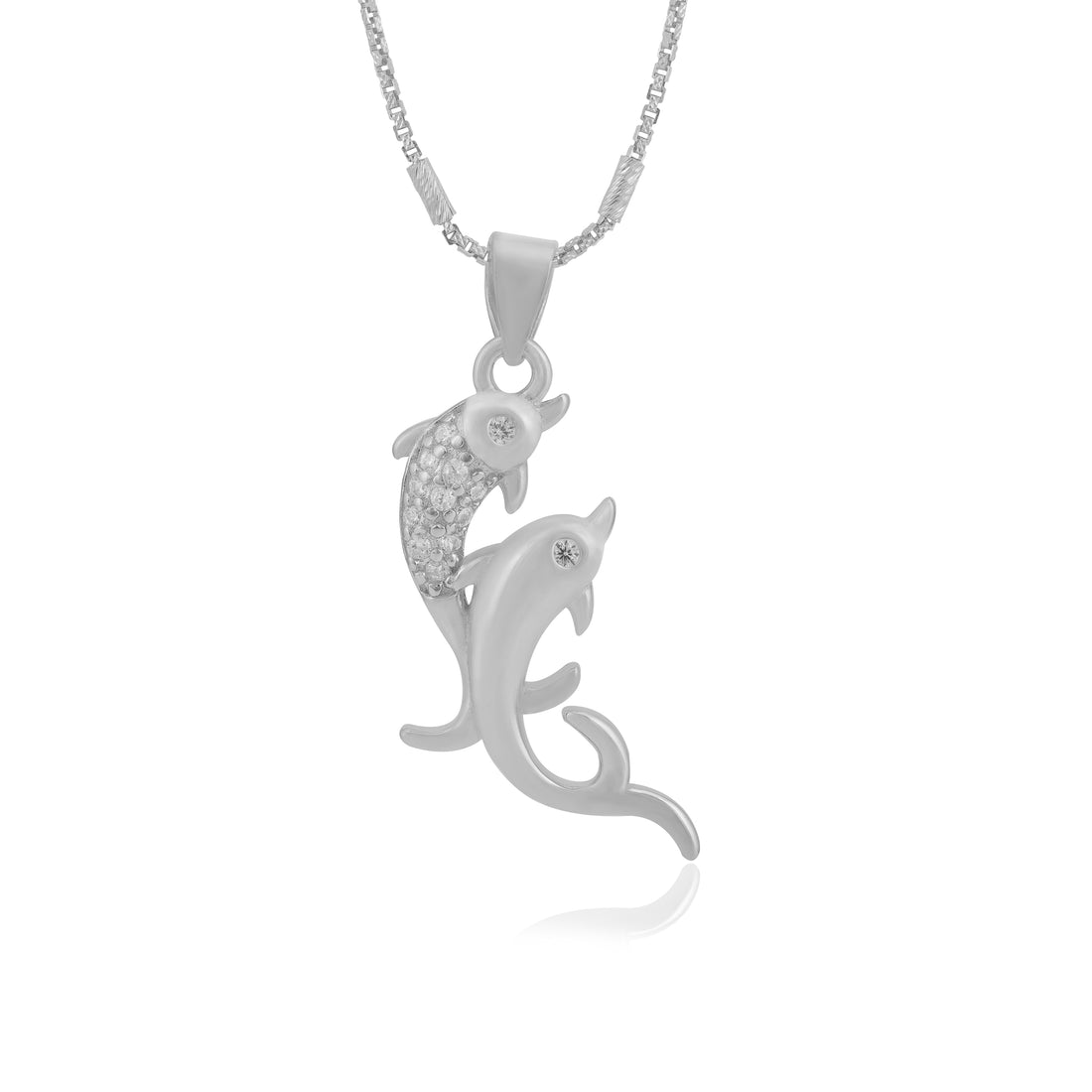 Ocean Love Dual Dolphin 925 Sterling Silver Pendant for women