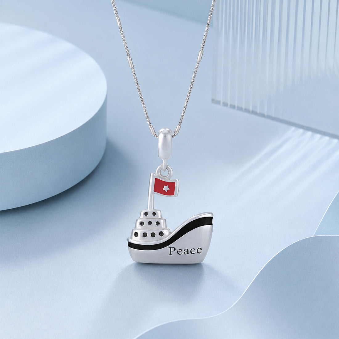 Ocean Peace 925 Sterling Silver Cruise Boat Pendant