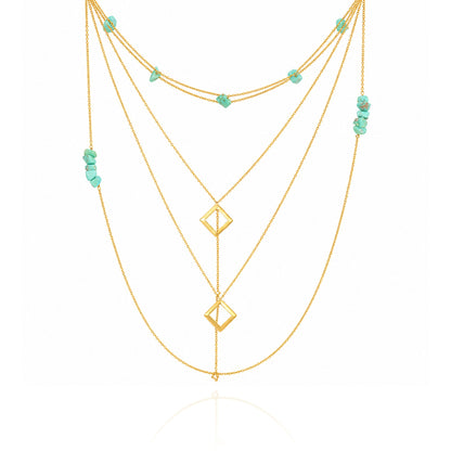 Ocean Stone Cascade Golden Multi Strand Pendant Chain
