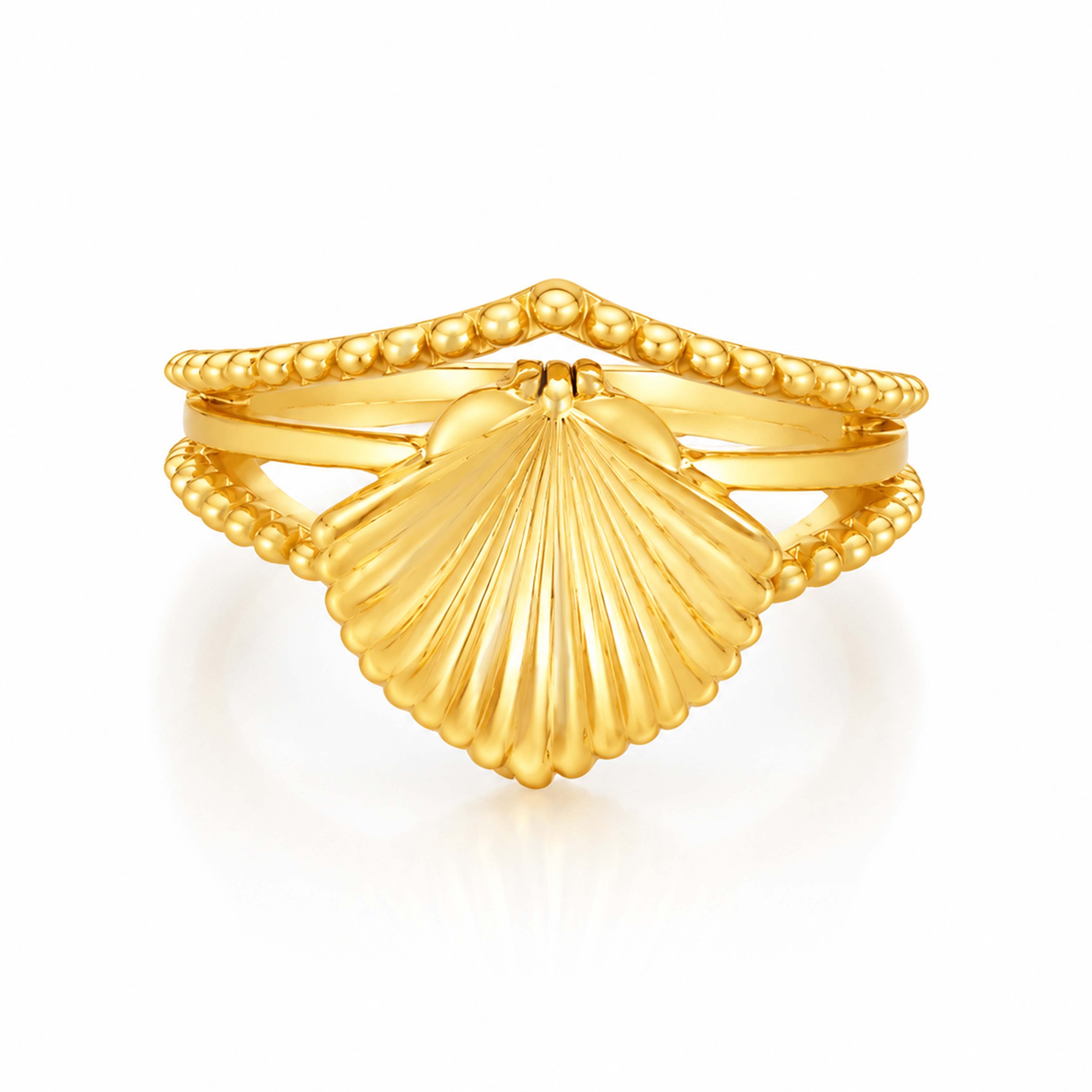 Ocean Treasure Shell Golden Sculptural Contemporary Designer Ring