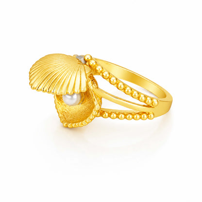 Ocean Treasure Shell Golden Sculptural Contemporary Designer Ring