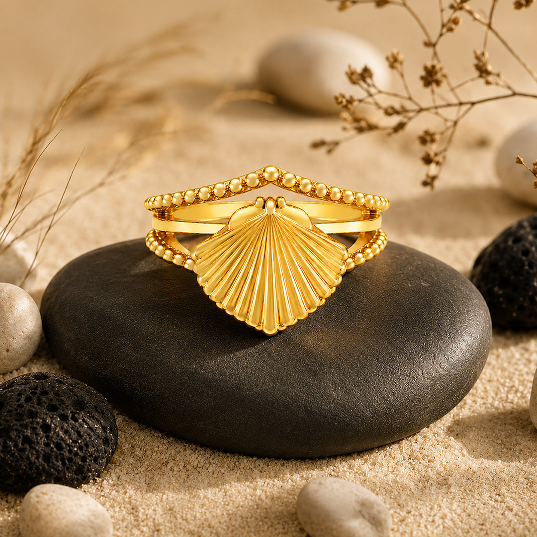 Ocean Treasure Shell Golden Sculptural Contemporary Designer Ring