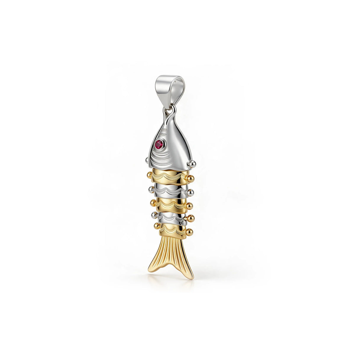 Oceanic Charm 925 Sterling Silver Two-Tone Fish Pendant