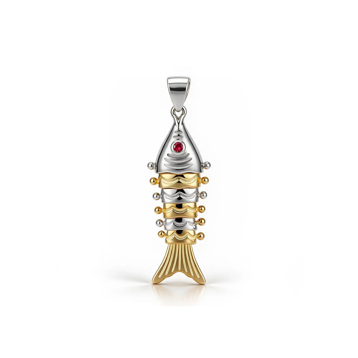 Oceanic Charm 925 Sterling Silver Two-Tone Fish Pendant