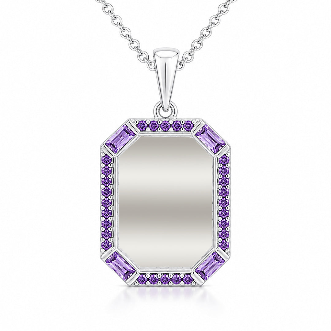 Octagon Halo Sparkle 925 Sterling Silver Personalised Pendant for Men