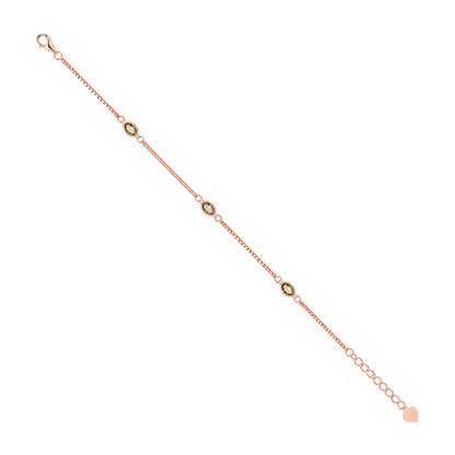 Olive Green Gemstone Box Chain Sterling Silver Bracelet