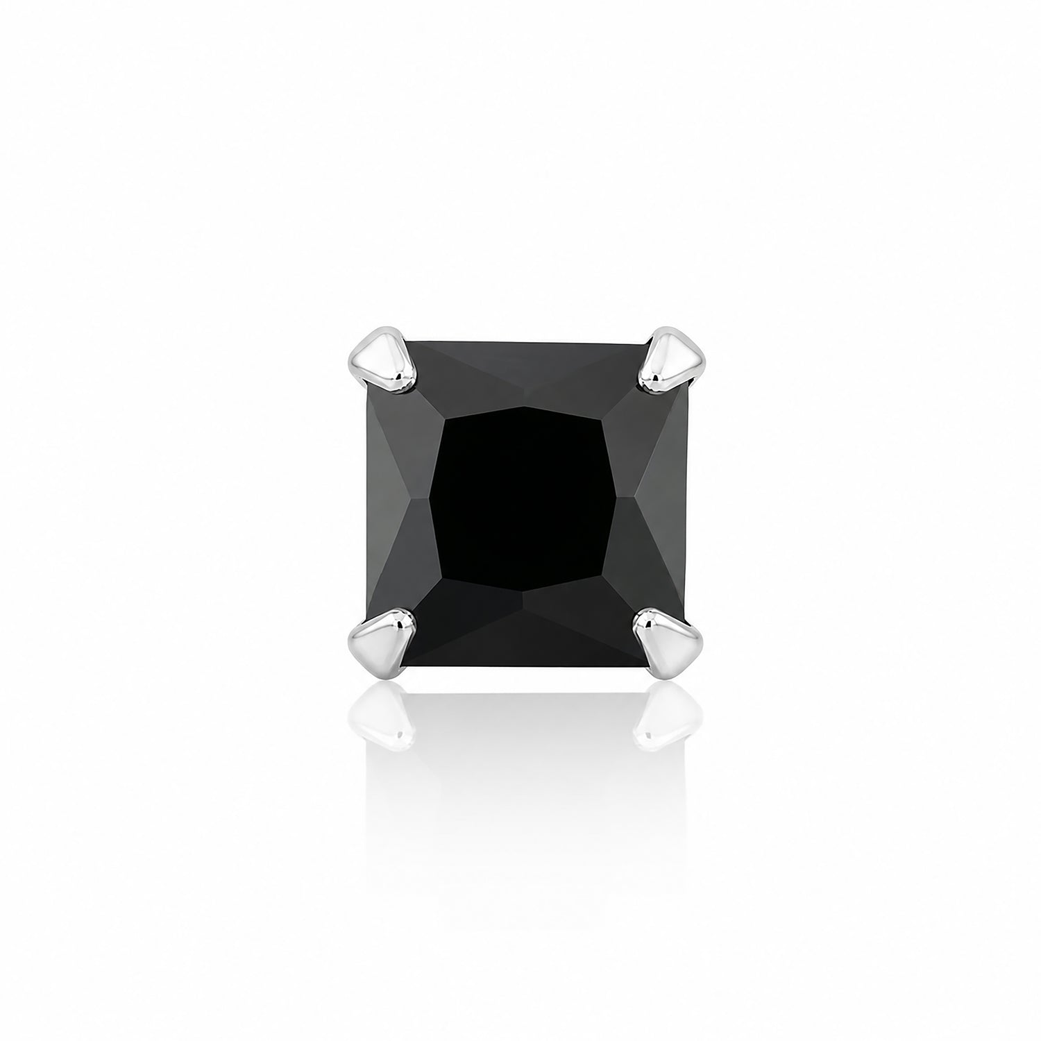 Onyx Black Geometric Silver Nose Ring