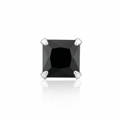 Onyx Black Geometric Silver Nose Ring