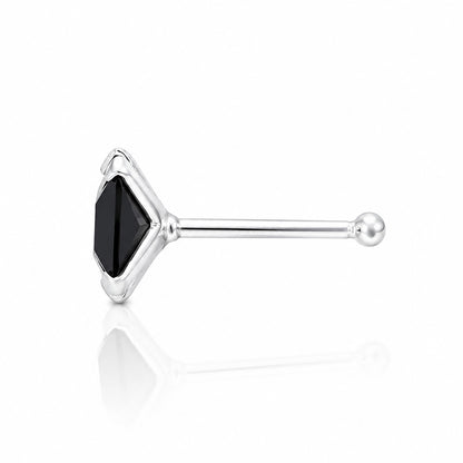 Onyx Black Geometric Silver Nose Ring
