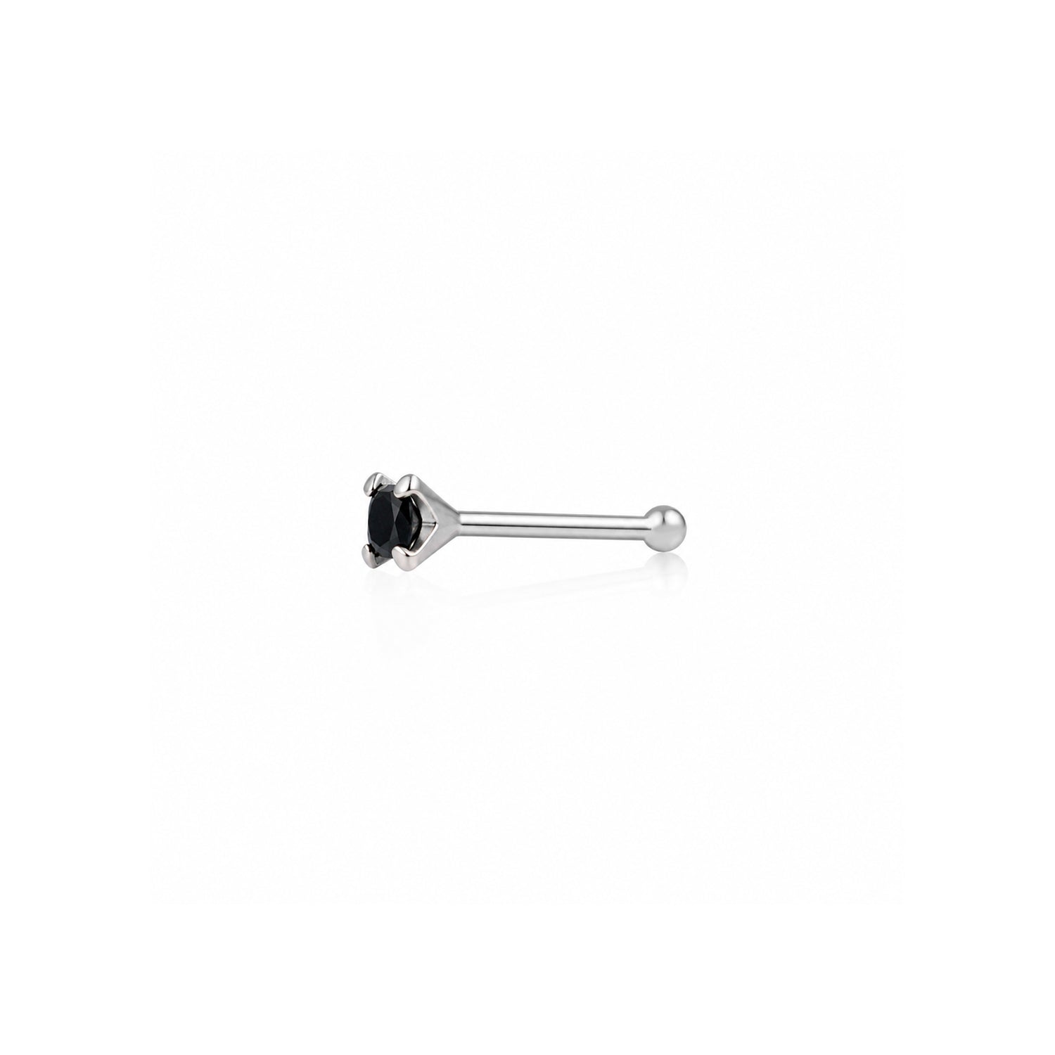 Onyx Princess Cut Black Gemstone Silver Nose Pin