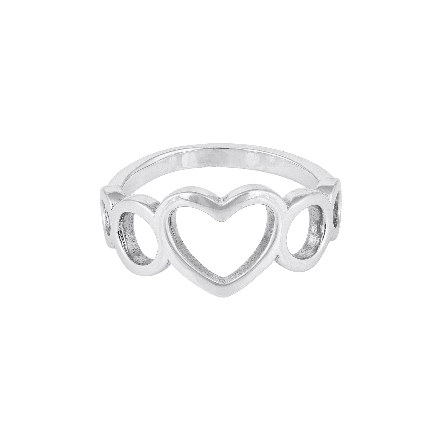 Open Heart Silver Band Ring