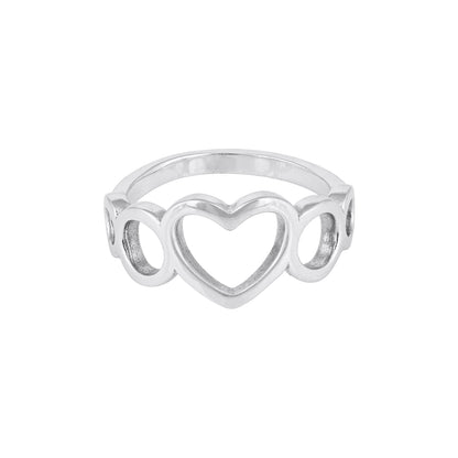 Open Heart Silver Band Ring