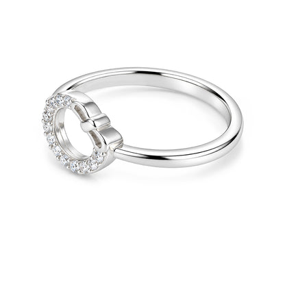Open Circle Pave Sterling Silver Ring