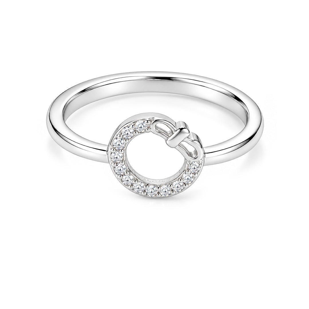 Open Circle Pave Sterling Silver Ring