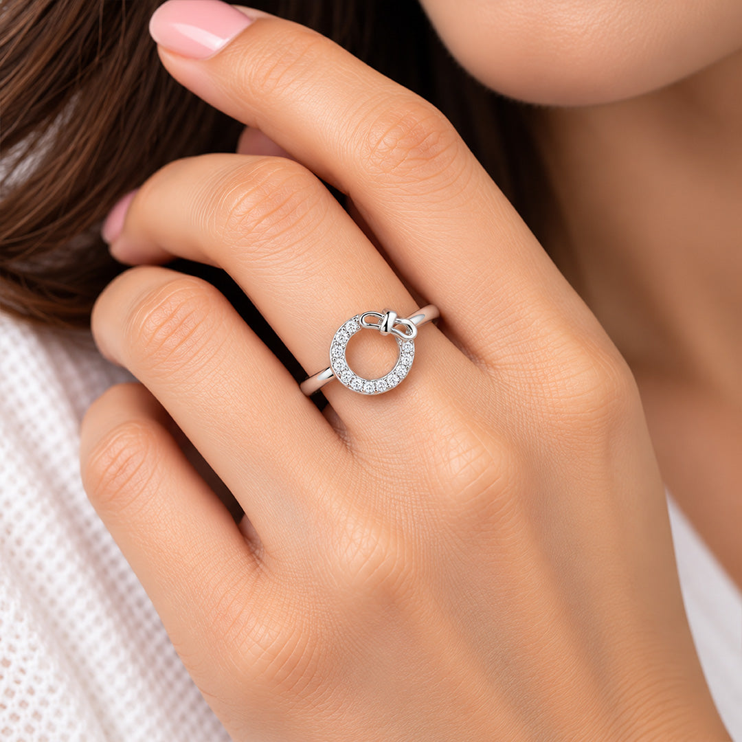 Open Circle Pave Sterling Silver Ring