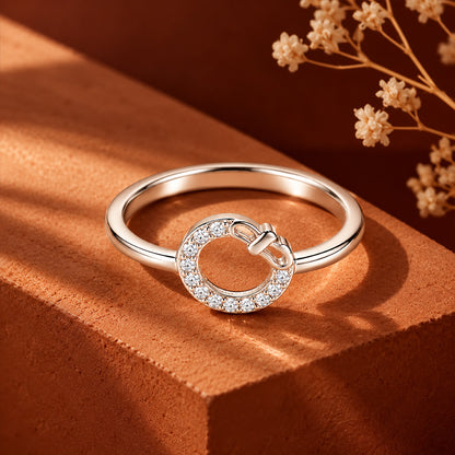 Open Circle Pave Sterling Silver Ring
