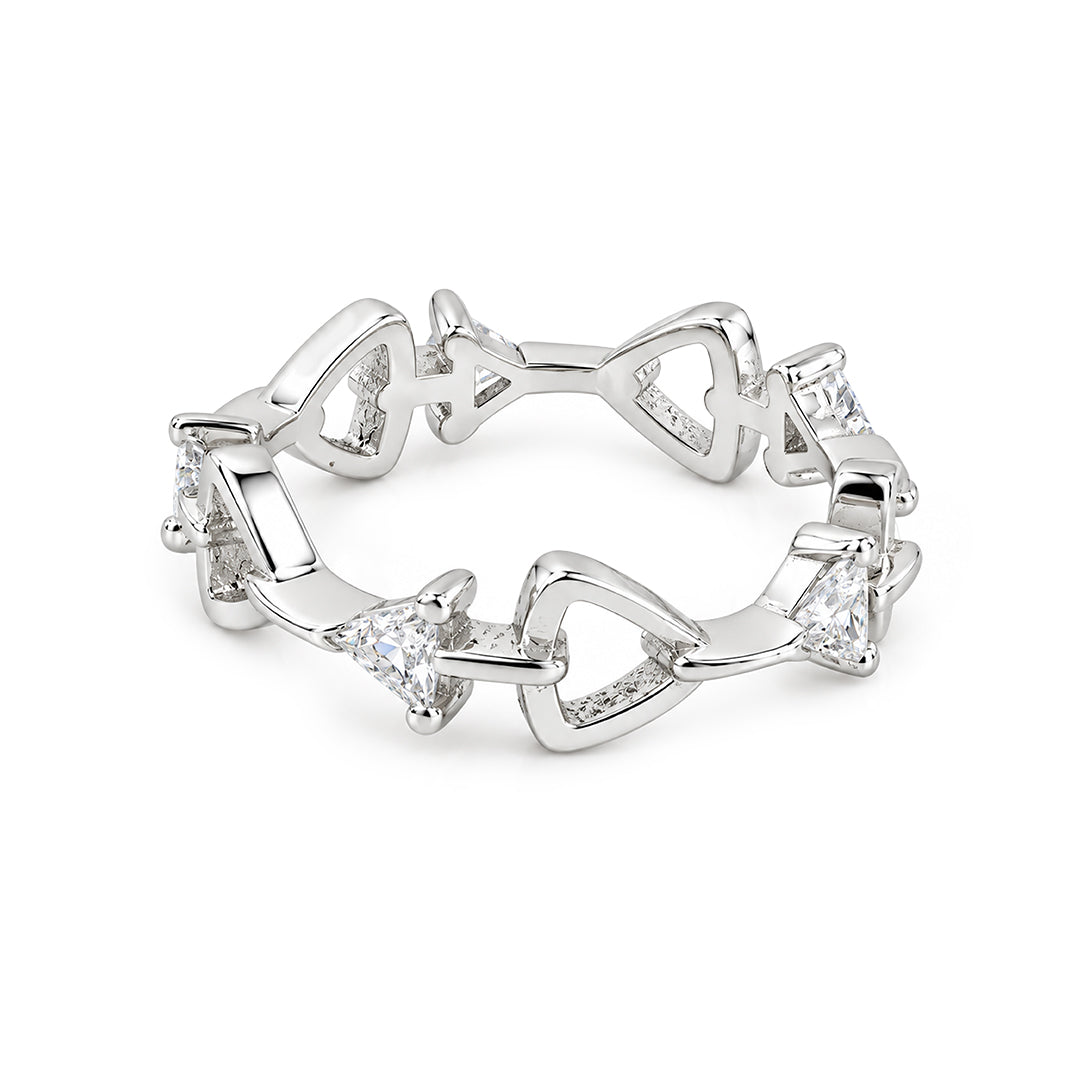 Open Geometric Link Sterling Silver Ring