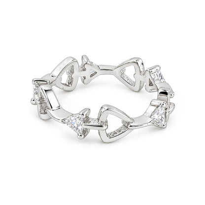 Open Geometric Link Sterling Silver Ring