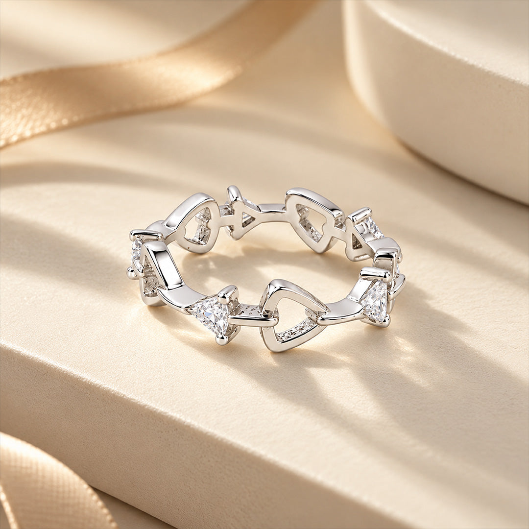 Open Geometric Link Sterling Silver Ring