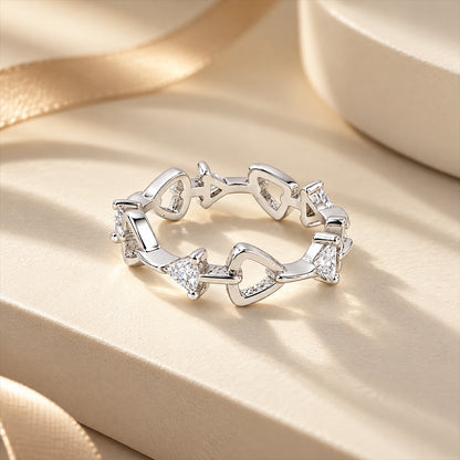 Open Geometric Link Sterling Silver Ring