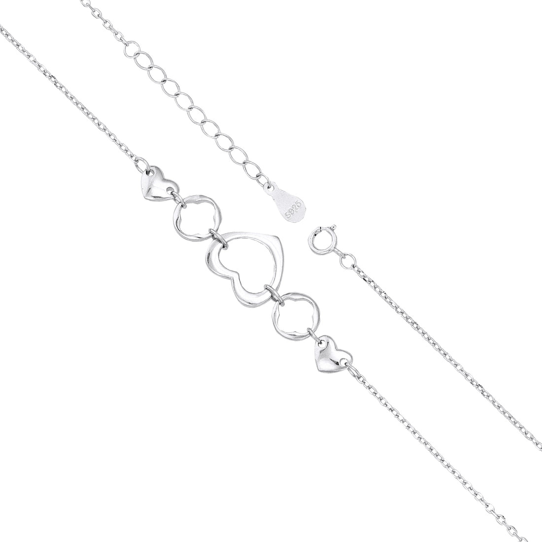 Open Heart Link Silver Bracelet