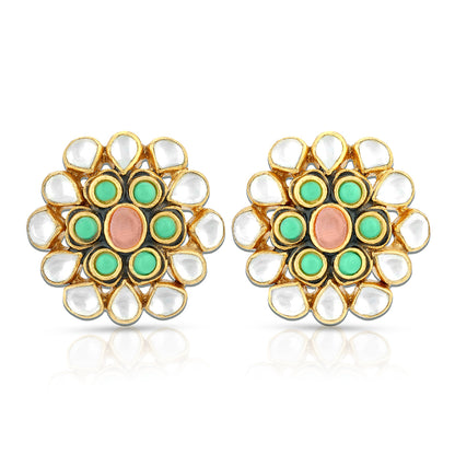 Opulent Pink Green 925 Sterling Silver Earrings