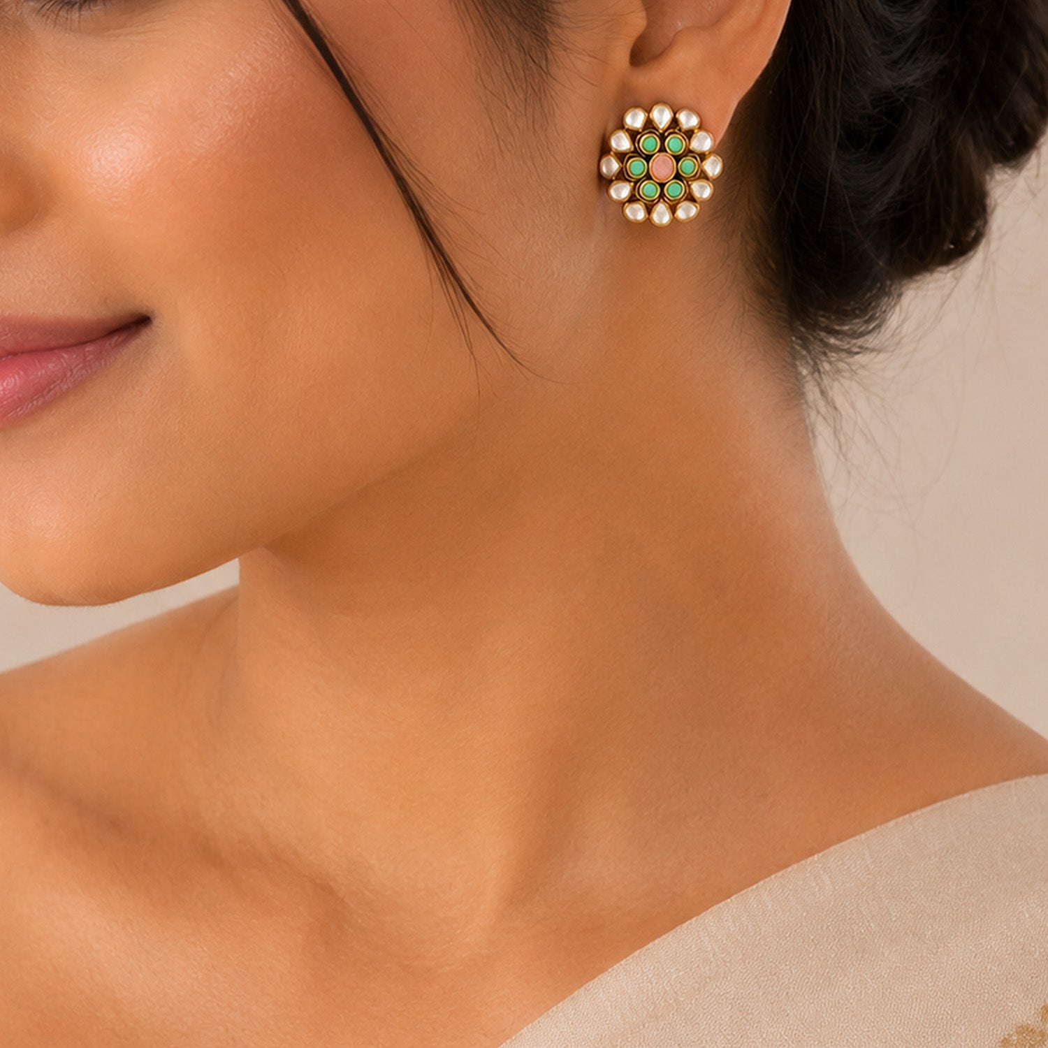 Opulent Pink Green 925 Sterling Silver Earrings