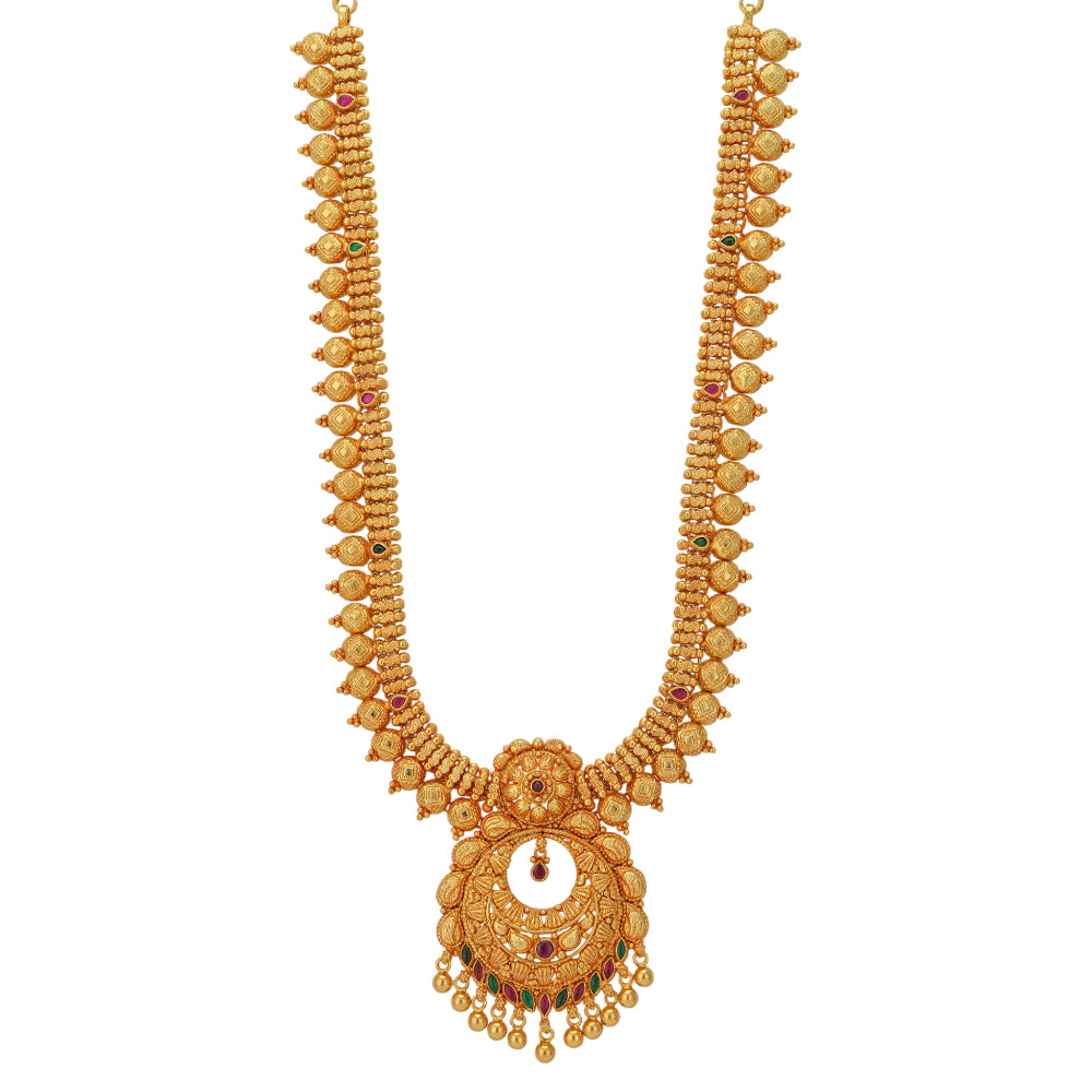 Opulent Beaded Sides 925 Manga Infused Pendant Gold Plated Haram