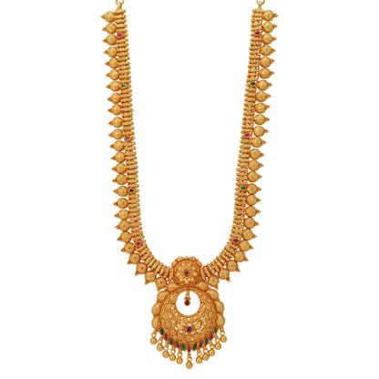 Opulent Beaded Sides 925 Manga Infused Pendant Gold Plated Haram