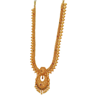 Opulent Beaded Sides 925 Manga Infused Pendant Gold Plated Haram