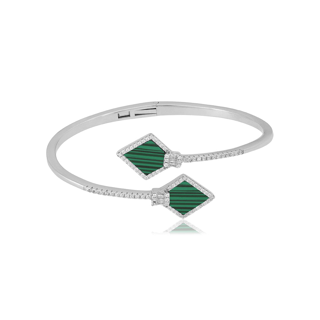 Opulent Green Malachite Glow 925 Sterling Silver Kada for women
