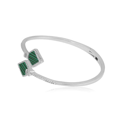 Opulent Green Malachite Glow 925 Sterling Silver Kada for women