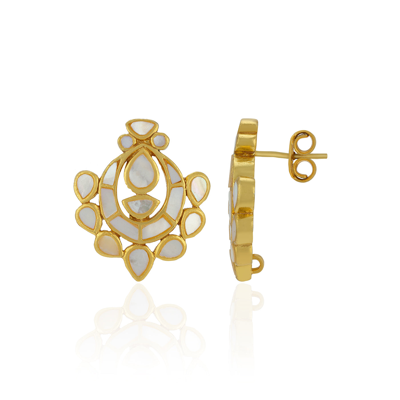 Opulent Mother Pearl 925 Sterling Silver Chandbali Earrings