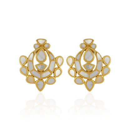 Opulent Mother Pearl 925 Sterling Silver Chandbali Earrings