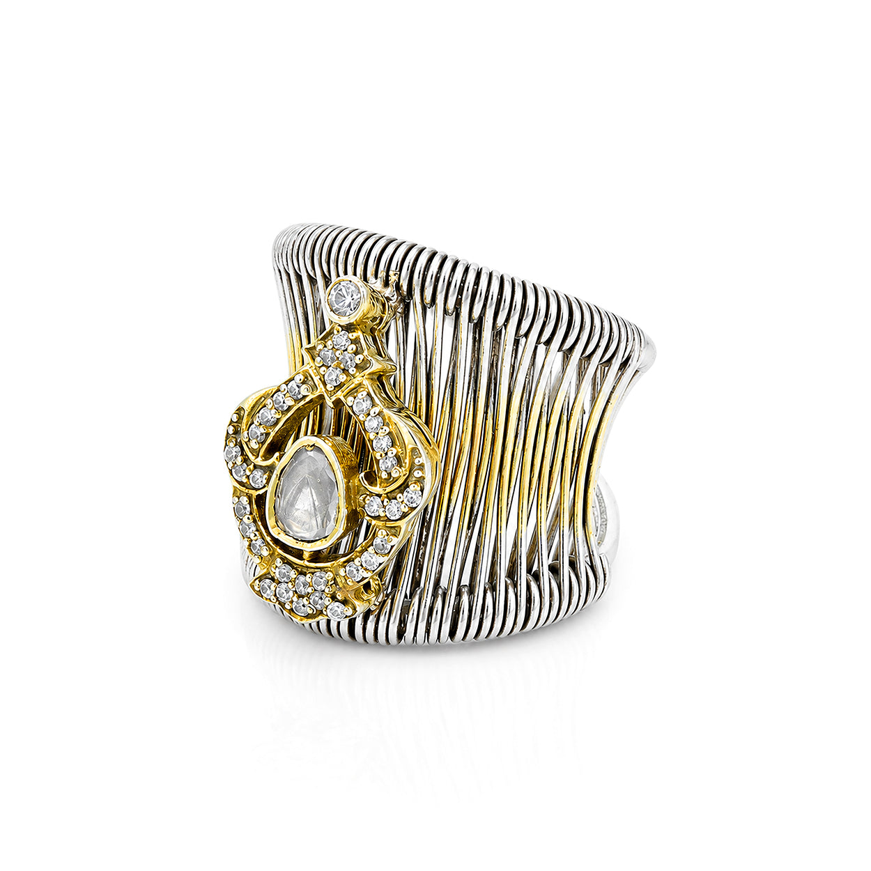 Opulent Pear Halo 925 Sterling Silver Statement Ring