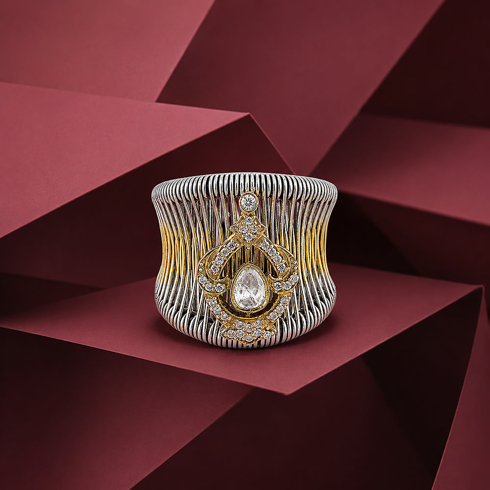 Opulent Pear Halo 925 Sterling Silver Statement Ring