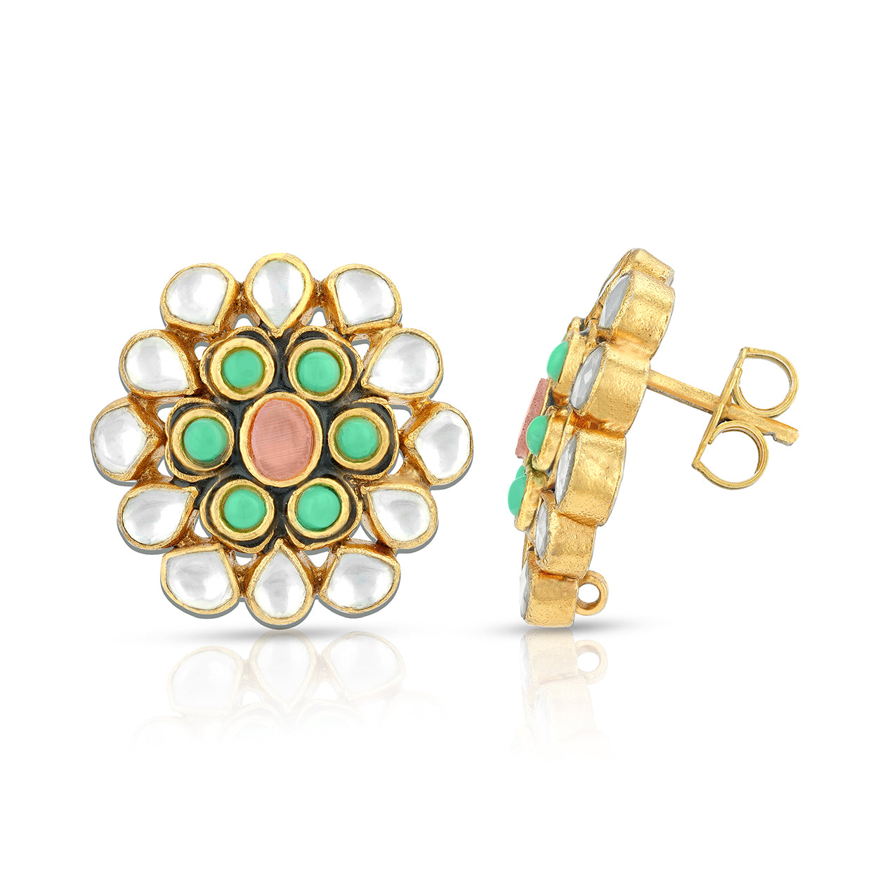 Opulent Pink Green 925 Sterling Silver Earrings
