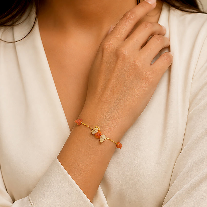 Orange Quartz 925 Sterling Silver Designer Bracelet