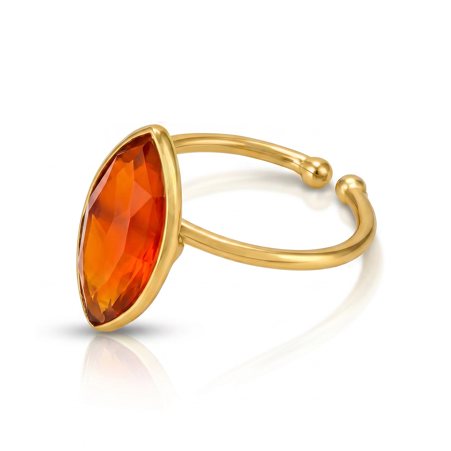 Orange Stone 925 Sterling Silver Fashion Ring